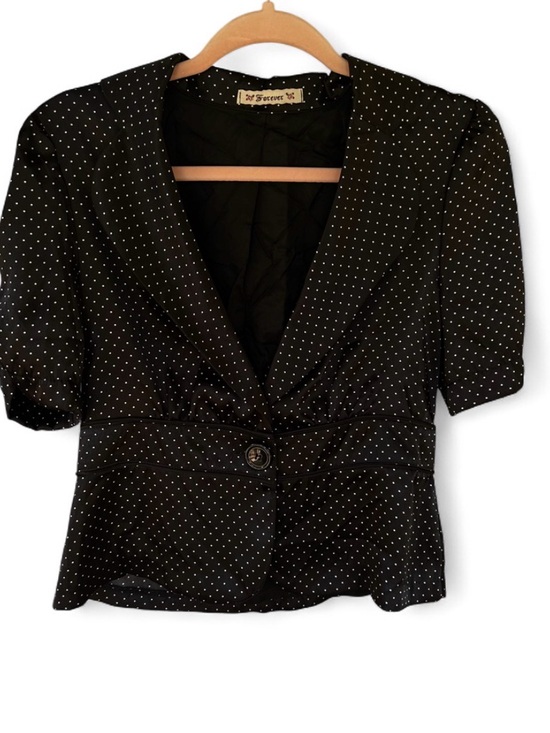 Forever 21 Tops - Vintage Forever 21 Black Polka Dot Button-Front Blazer Style Top - Large